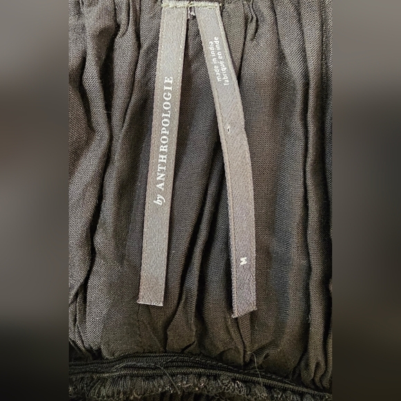 Anthropologie Black Floral Ruched Viscose, Modal Dress Long Midi Medium - Picture 5 of 14